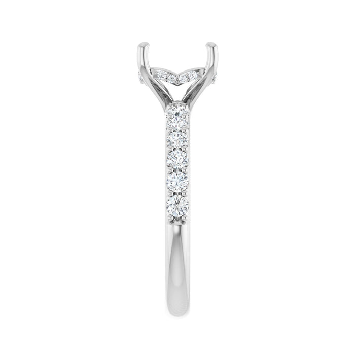 Platinum 8x 8 mm Cushion 1/2 CTW Lab-Grown Diamond Semi-Set Engagement Ring