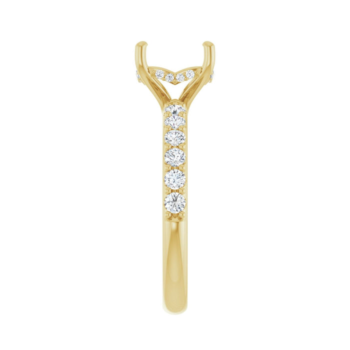 14K Yellow Gold 8x 8 mm Cushion 1/2 CTW Lab-Grown Diamond Semi-Set Engagement Ring