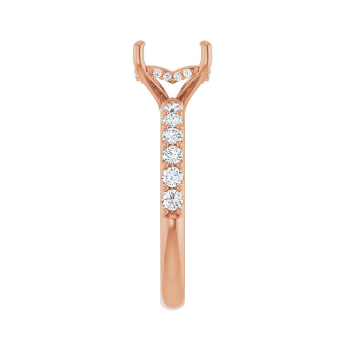 14K Rose Gold 8x 8 mm Cushion 1/2 CTW Lab-Grown Diamond Semi-Set Engagement Ring