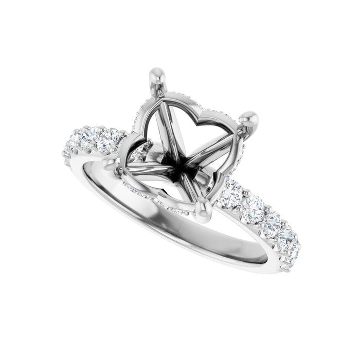 Platinum 9x 9 mm Cushion 1/2 CTW Lab-Grown Diamond Semi-Set Engagement Ring