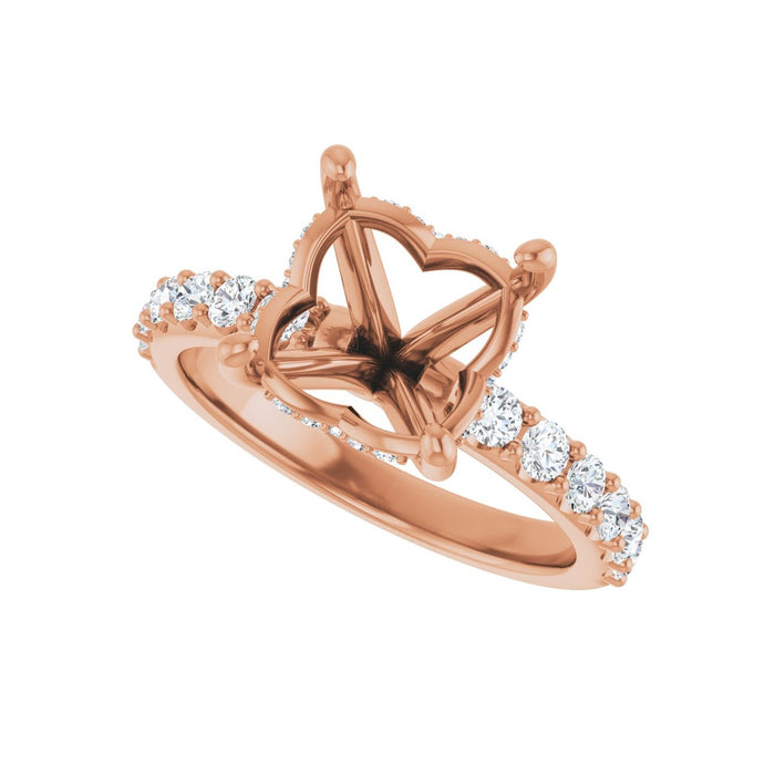 14K Rose Gold 9x 9 mm Cushion 1/2 CTW Lab-Grown Diamond Semi-Set Engagement Ring
