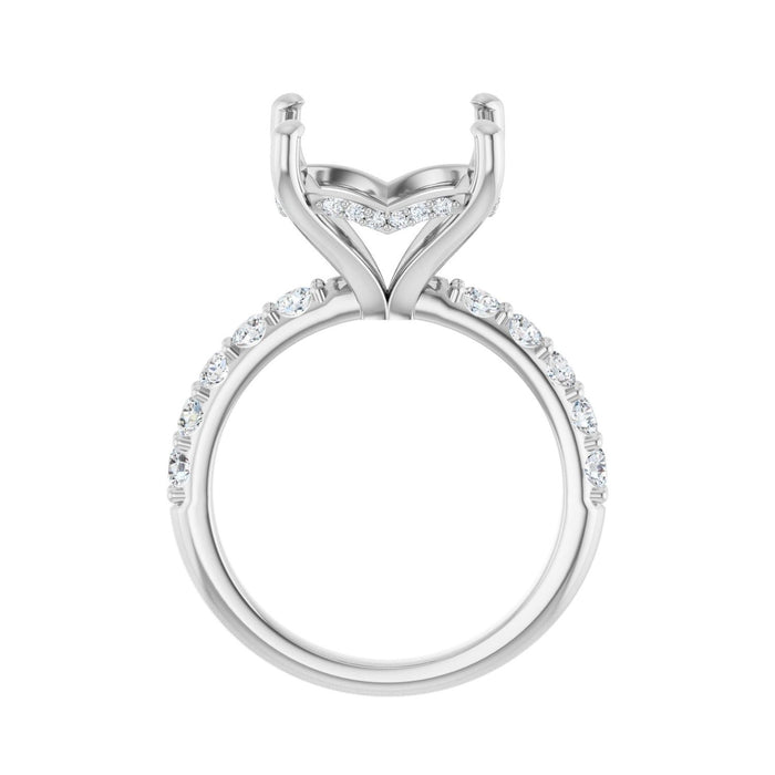 Platinum 12x 12 mm Cushion 5/8 CTW Lab-Grown Diamond Semi-Set Engagement Ring