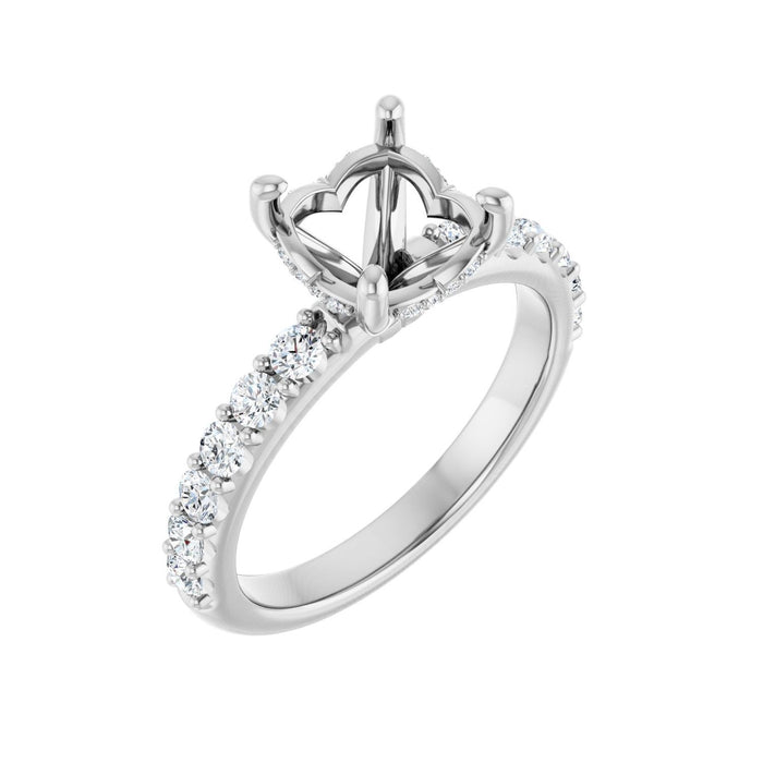 14K White Gold 8 mm Round 1/2 CTW Lab-Grown Diamond Semi-Set Engagement Ring