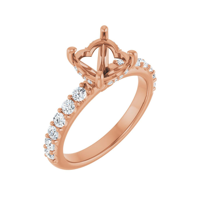 14K Rose Gold 8 mm Round 1/2 CTW Lab-Grown Diamond Semi-Set Engagement Ring