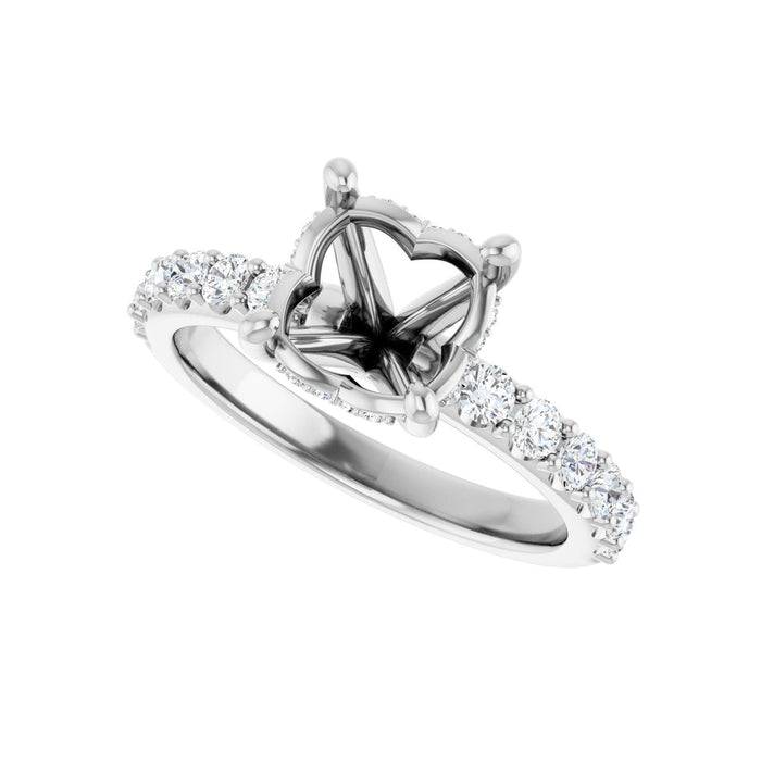Platinum 8.2 mm Round 1/2 CTW Lab-Grown Diamond Semi-Set Engagement Ring