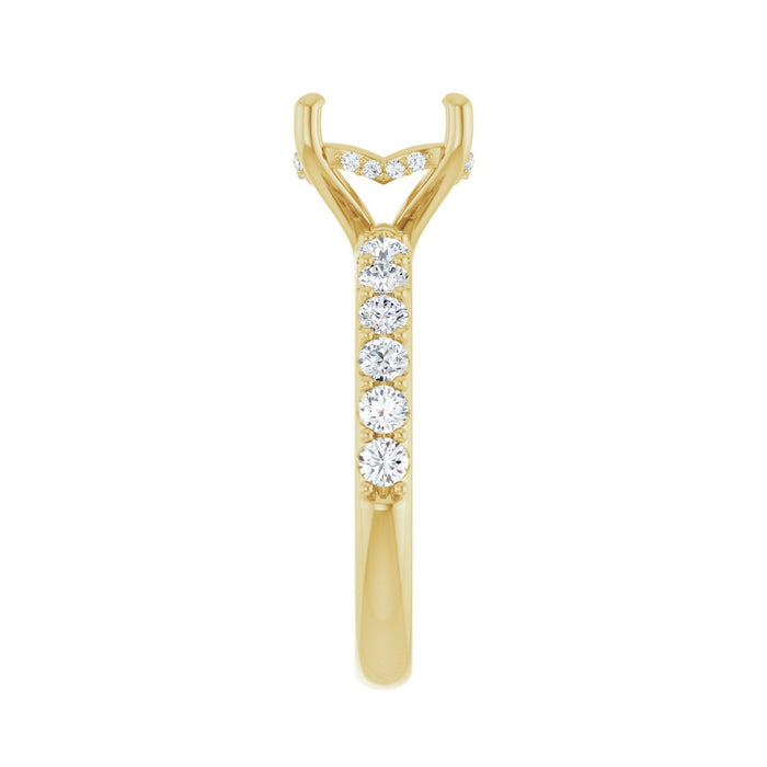 14K Yellow Gold 9 mm Round 1/2 CTW Lab-Grown Diamond Semi-Set Engagement Ring