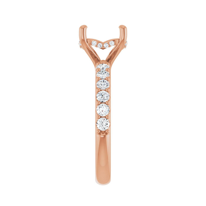 14K Rose Gold 9 mm Round 1/2 CTW Lab-Grown Diamond Semi-Set Engagement Ring