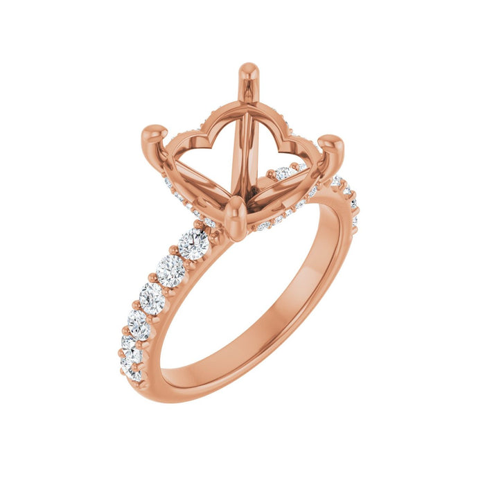 14K Rose Gold 11 mm Round 5/8 CTW Lab-Grown Diamond Semi-Set Engagement Ring
