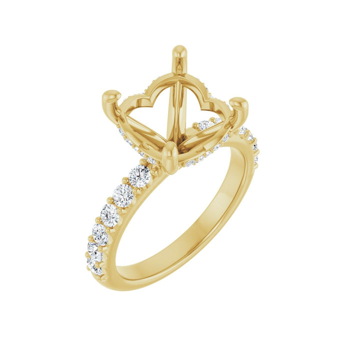 14K Yellow Gold 11 mm Round 5/8 CTW Lab-Grown Diamond Semi-Set Engagement Ring
