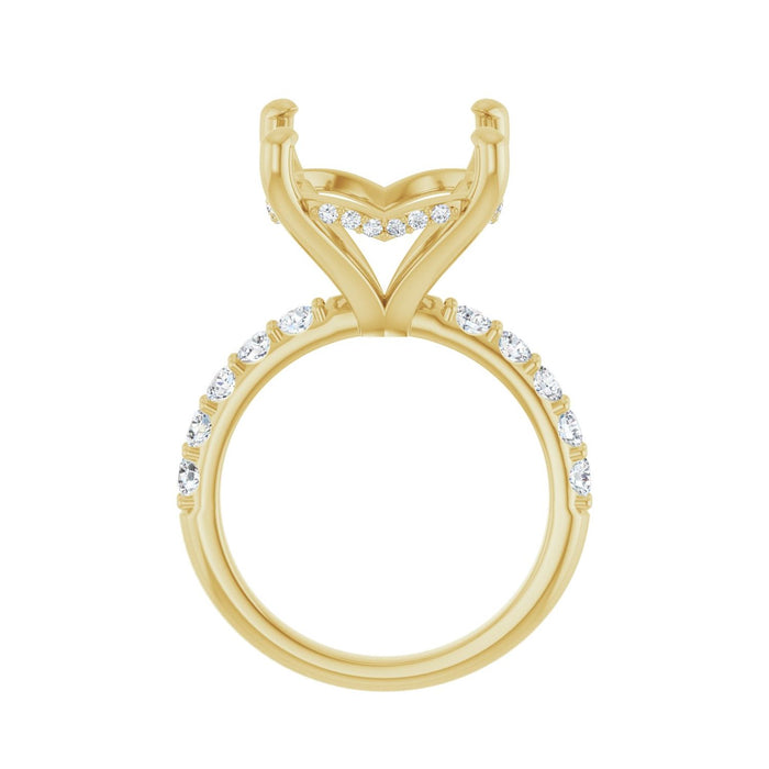 14K Yellow Gold 15 mm Round 3/4 CTW Lab-Grown Diamond Semi-Set Engagement Ring