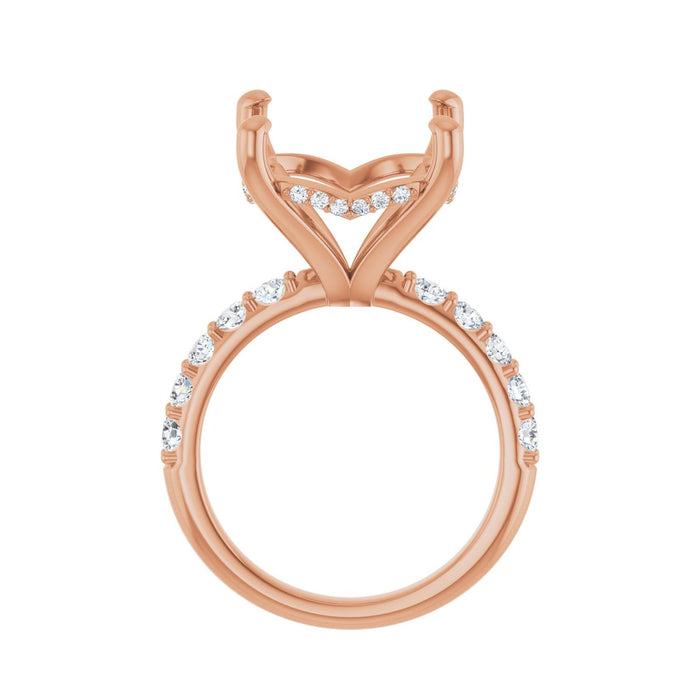 14K Rose Gold 15 mm Round 3/4 CTW Lab-Grown Diamond Semi-Set Engagement Ring