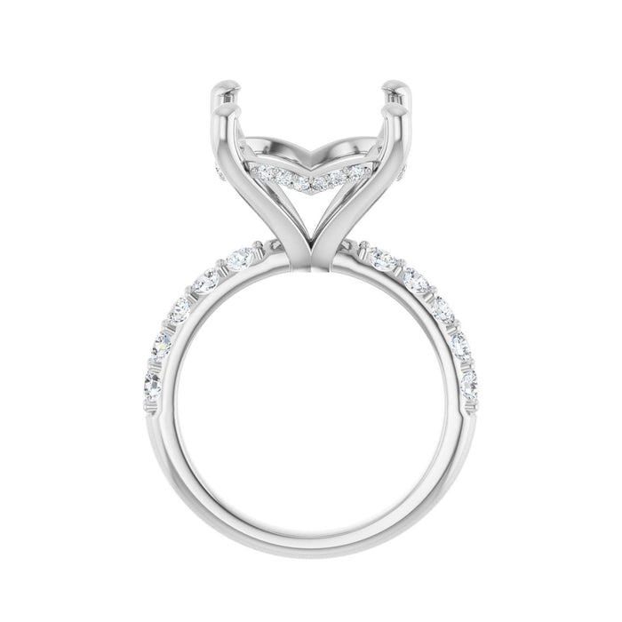 14K White Gold 15 mm Round 3/4 CTW Lab-Grown Diamond Semi-Set Engagement Ring