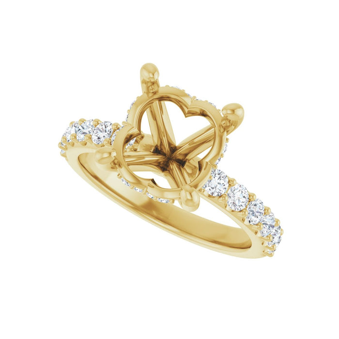 14K Yellow Gold 11x 9 mm Oval 5/8 CTW Lab-Grown Diamond Semi-Set Engagement Ring