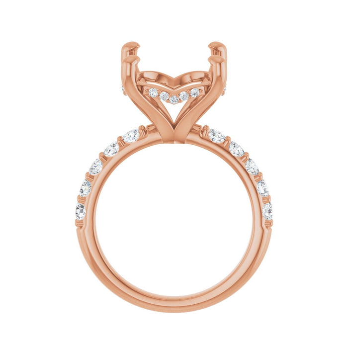 14K Rose Gold 16x 12 mm Oval 3/4 CTW Lab-Grown Diamond Semi-Set Engagement Ring