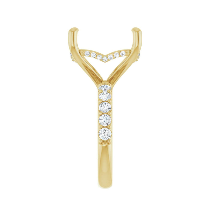 14K Yellow Gold 15x 15 mm Cushion 3/4 CTW Lab-Grown Diamond Semi-Set Engagement Ring