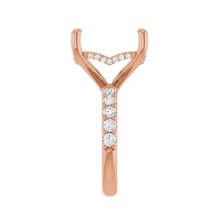 14K Rose Gold 15x 15 mm Cushion 3/4 CTW Lab-Grown Diamond Semi-Set Engagement Ring