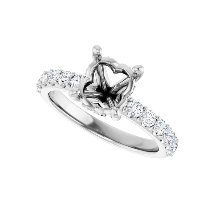 Platinum 9x 7 mm Oval 1/2 CTW Lab-Grown Diamond Semi-Set Engagement Ring