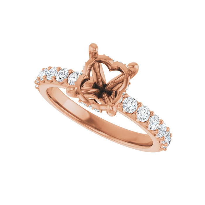 14K Rose Gold 9x 7 mm Oval 1/2 CTW Lab-Grown Diamond Semi-Set Engagement Ring