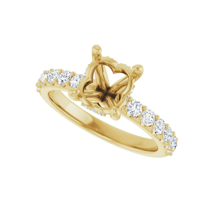 14K Yellow Gold 9x 7 mm Oval 1/2 CTW Lab-Grown Diamond Semi-Set Engagement Ring
