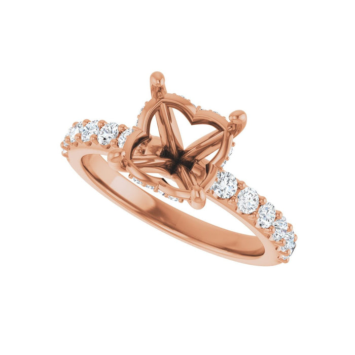 14K Rose Gold 8x 8 mm Cushion 1/2 CTW Lab-Grown Diamond Semi-Set Engagement Ring