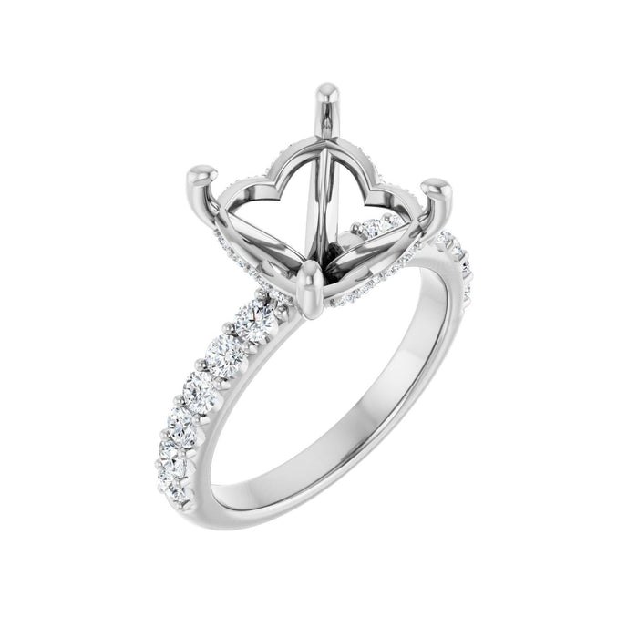 Platinum 10x 10 mm Cushion 5/8 CTW Lab-Grown Diamond Semi-Set Engagement Ring