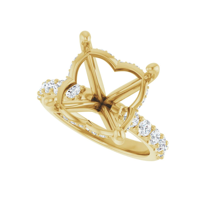 14K Yellow Gold 12x 12 mm Cushion 5/8 CTW Lab-Grown Diamond Semi-Set Engagement Ring