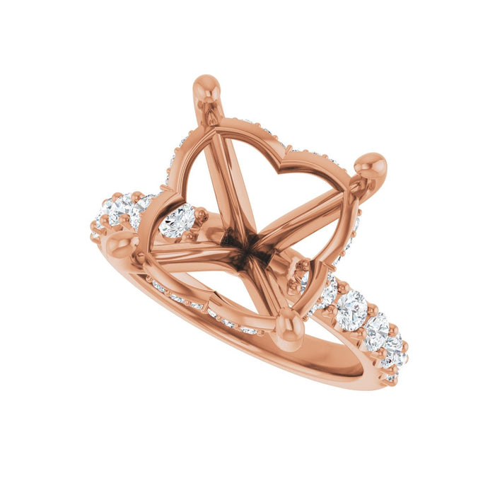 14K Rose Gold 12x 12 mm Cushion 5/8 CTW Lab-Grown Diamond Semi-Set Engagement Ring