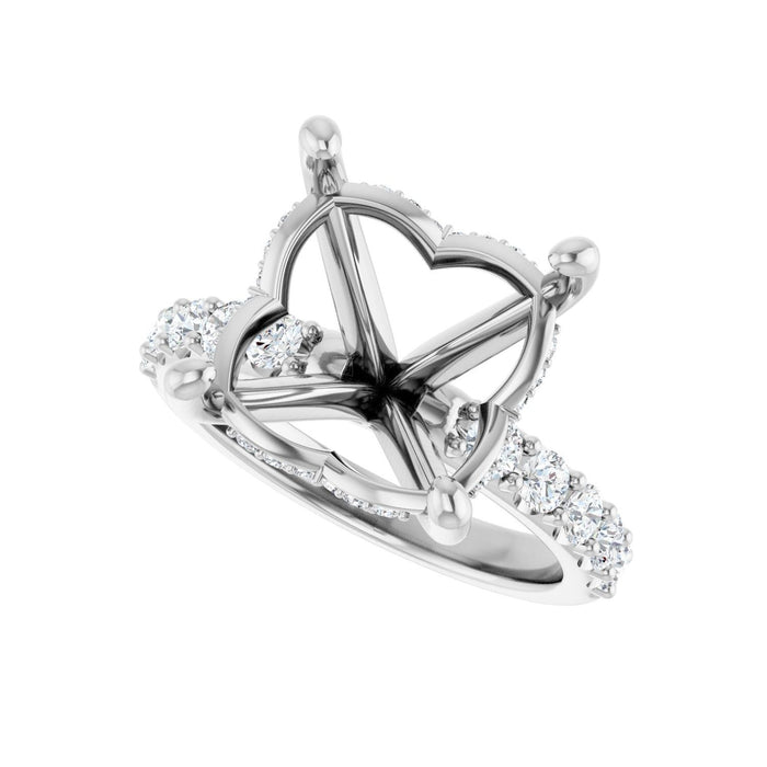 Platinum 12x 12 mm Cushion 5/8 CTW Lab-Grown Diamond Semi-Set Engagement Ring