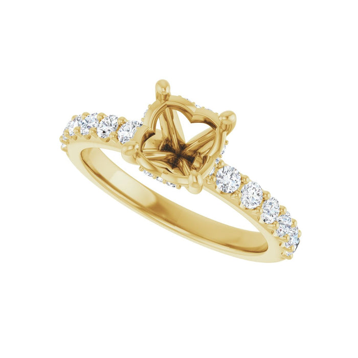 14K Yellow Gold 7 mm Round 1/2 CTW Lab-Grown Diamond Semi-Set Engagement Ring