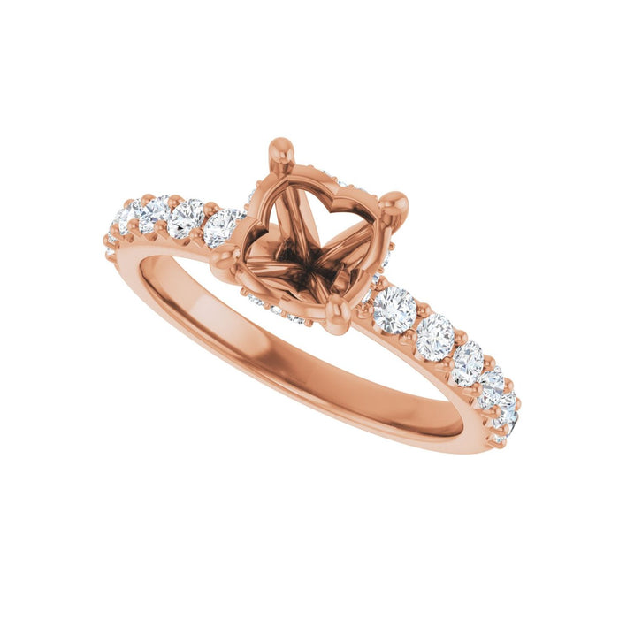 14K Rose Gold 7 mm Round 1/2 CTW Lab-Grown Diamond Semi-Set Engagement Ring