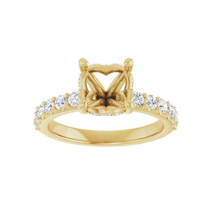 14K Yellow Gold 8 mm Round 1/2 CTW Lab-Grown Diamond Semi-Set Engagement Ring