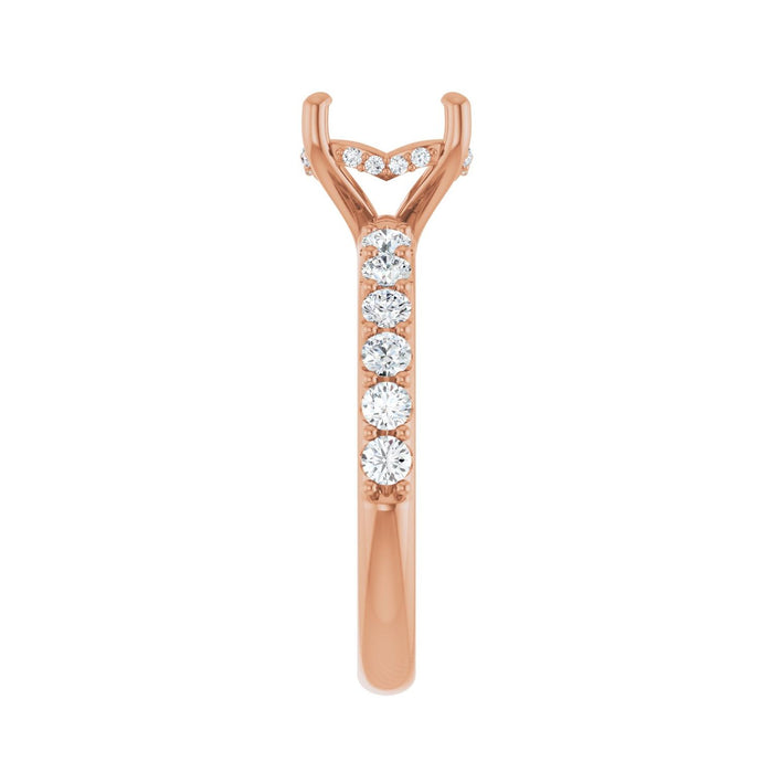 14K Rose Gold 8.2 mm Round 1/2 CTW Lab-Grown Diamond Semi-Set Engagement Ring