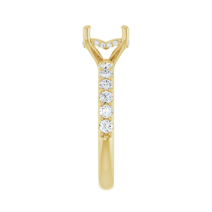 14K Yellow Gold 8.2 mm Round 1/2 CTW Lab-Grown Diamond Semi-Set Engagement Ring