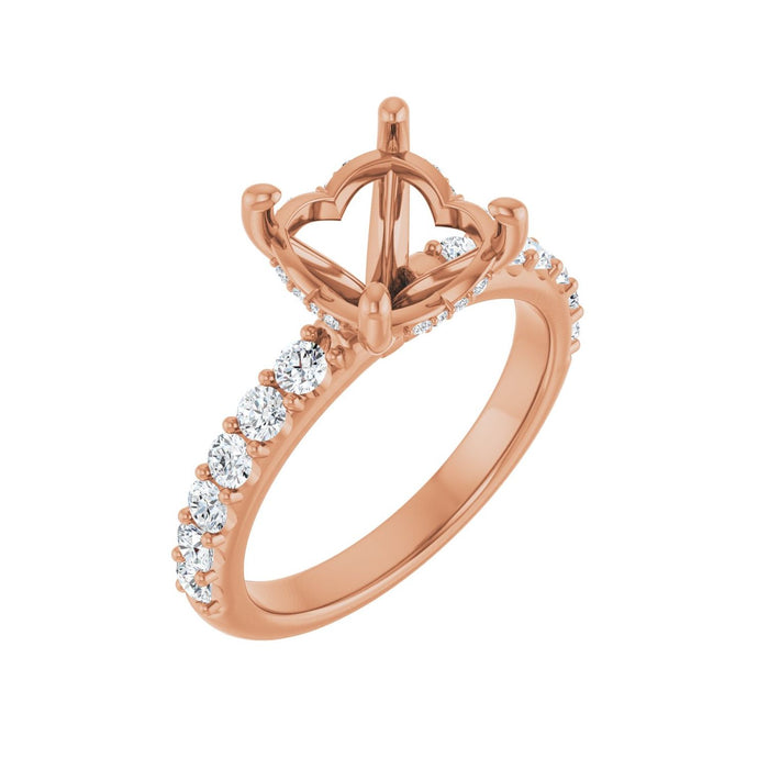 14K Rose Gold 9 mm Round 1/2 CTW Lab-Grown Diamond Semi-Set Engagement Ring