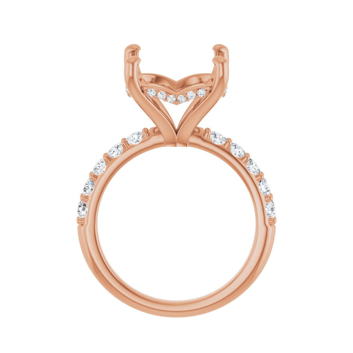 14K Rose Gold 13 mm Round 5/8 CTW Lab-Grown Diamond Semi-Set Engagement Ring