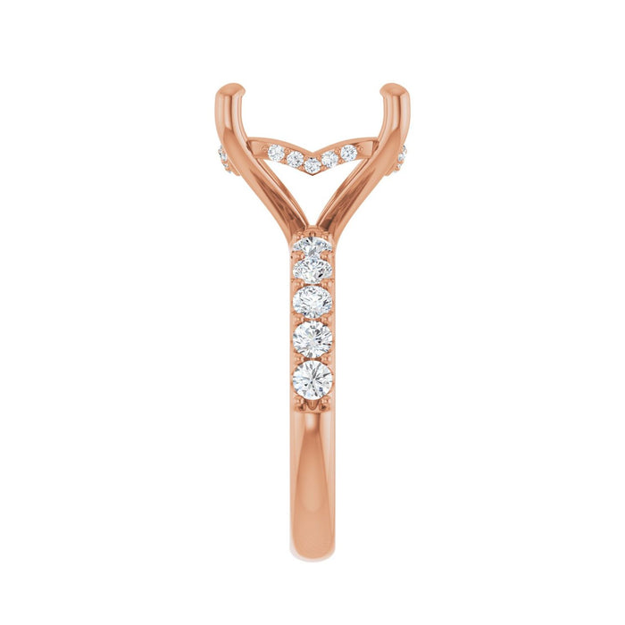 14K Rose Gold 14 mm Round 3/4 CTW Lab-Grown Diamond Semi-Set Engagement Ring