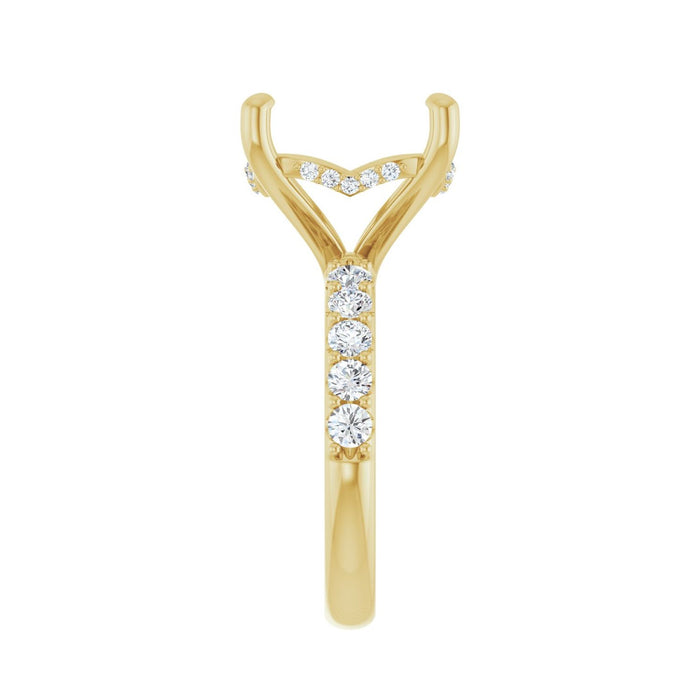 14K Yellow Gold 14 mm Round 3/4 CTW Lab-Grown Diamond Semi-Set Engagement Ring