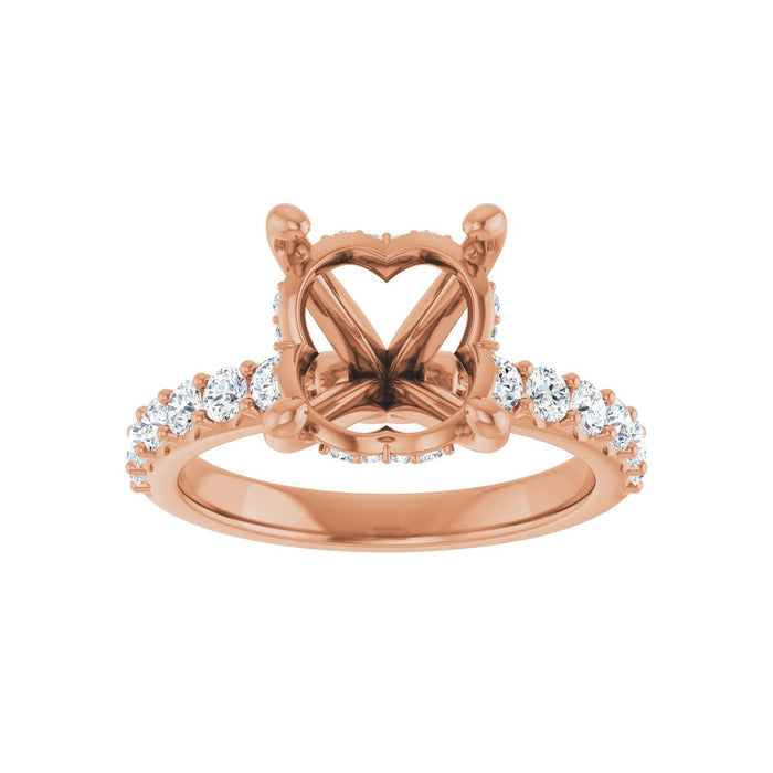 14K Rose Gold 11x 9 mm Oval 5/8 CTW Lab-Grown Diamond Semi-Set Engagement Ring