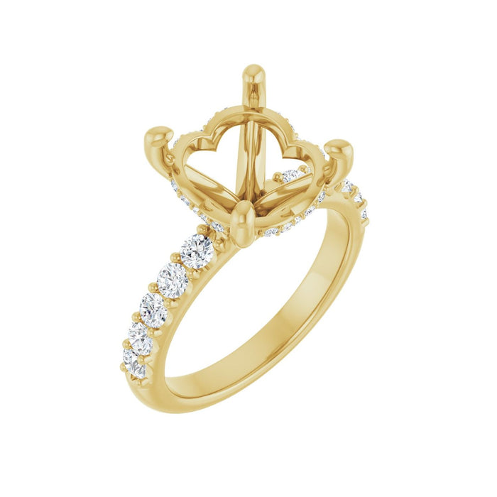 14K Yellow Gold 12x 10 mm Oval 5/8 CTW Lab-Grown Diamond Semi-Set Engagement Ring