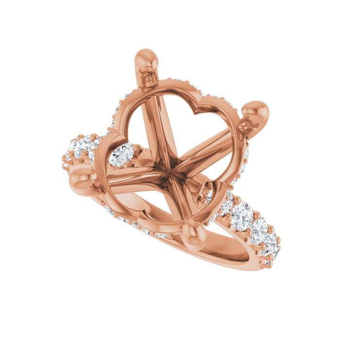 14K Rose Gold 16x 12 mm Oval 3/4 CTW Lab-Grown Diamond Semi-Set Engagement Ring