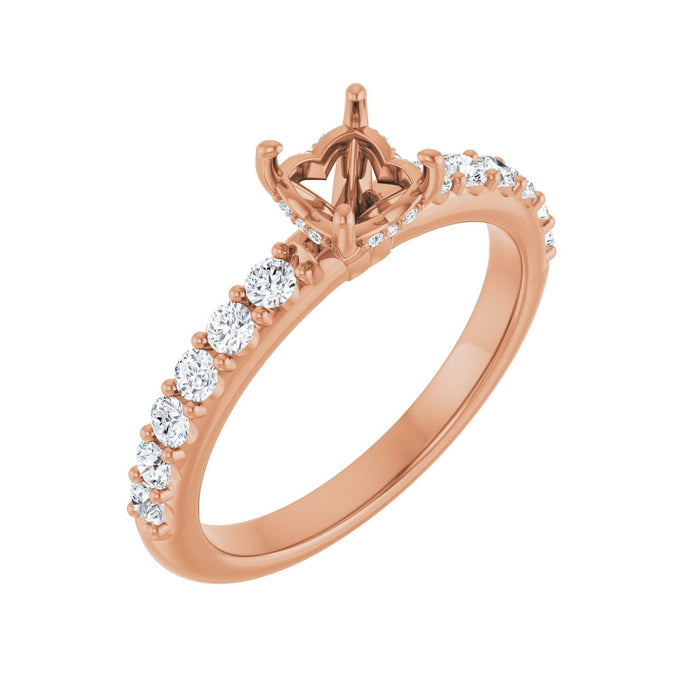 14K Rose Gold 5x5 mm Cushion 3/8 CTW Lab-Grown Diamond Semi-Set Engagement Ring