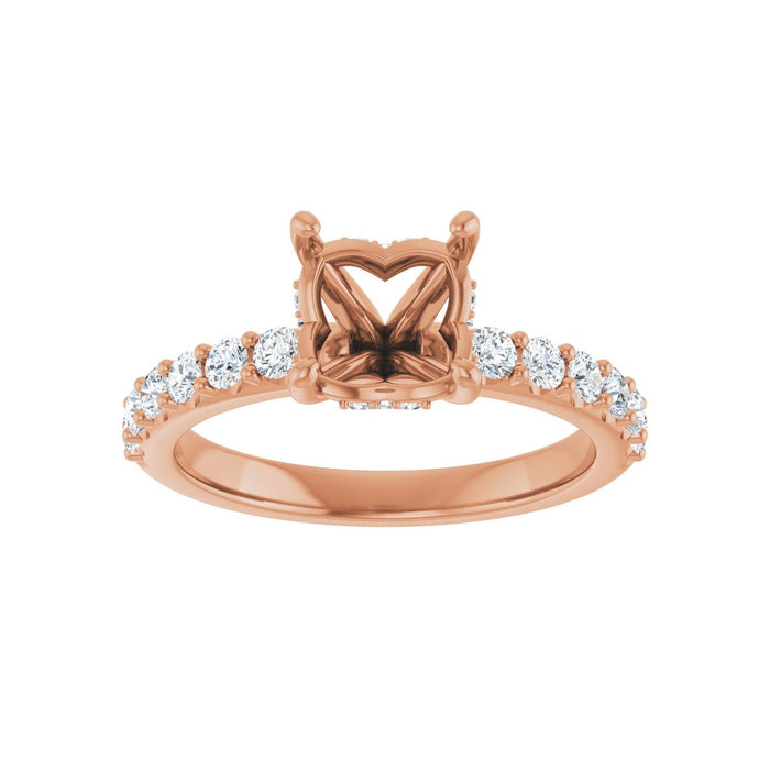 14K Rose Gold 7x7 mm Cushion 1/2 CTW Lab-Grown Diamond Semi-Set Engagement Ring