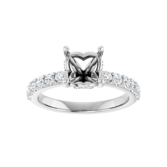 Platinum 7x7 mm Cushion 1/2 CTW Lab-Grown Diamond Semi-Set Engagement Ring