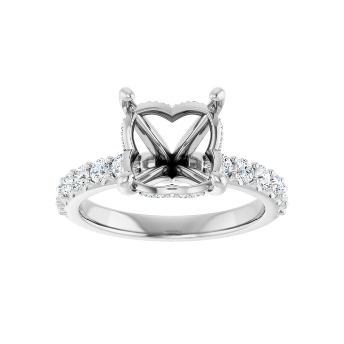 Platinum 9x 9 mm Cushion 1/2 CTW Lab-Grown Diamond Semi-Set Engagement Ring
