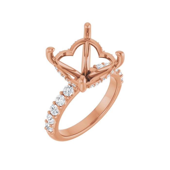 14K Rose Gold 12x 12 mm Cushion 5/8 CTW Lab-Grown Diamond Semi-Set Engagement Ring