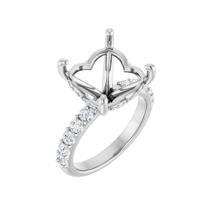 Platinum 12x 12 mm Cushion 5/8 CTW Lab-Grown Diamond Semi-Set Engagement Ring
