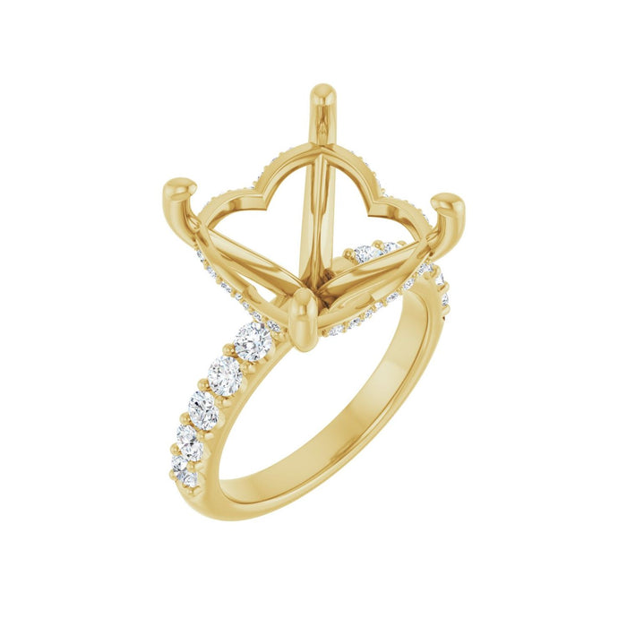 14K Yellow Gold 13x 13 mm Cushion 5/8 CTW Lab-Grown Diamond Semi-Set Engagement Ring