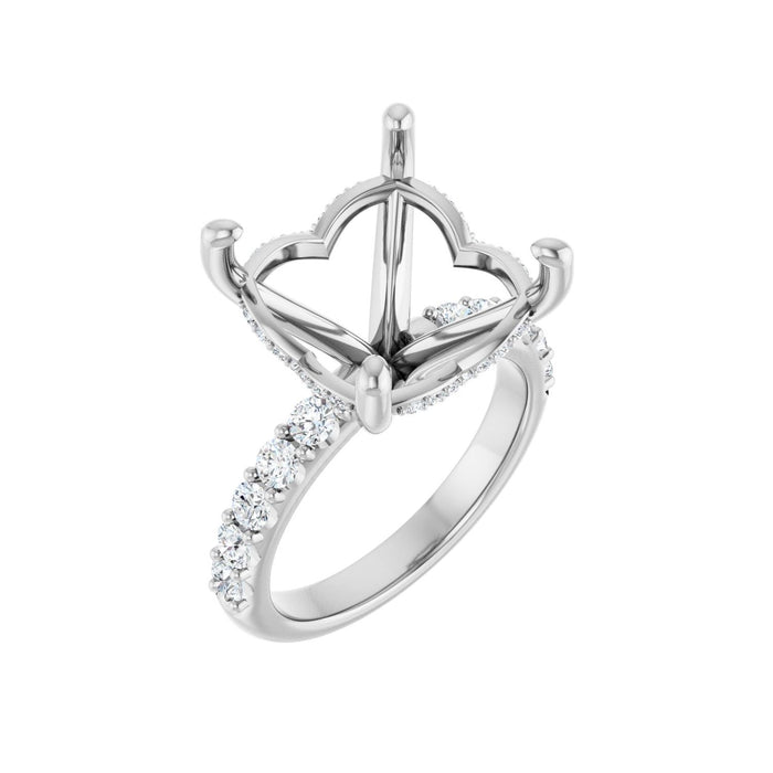 14K White Gold 13x 13 mm Cushion 5/8 CTW Lab-Grown Diamond Semi-Set Engagement Ring
