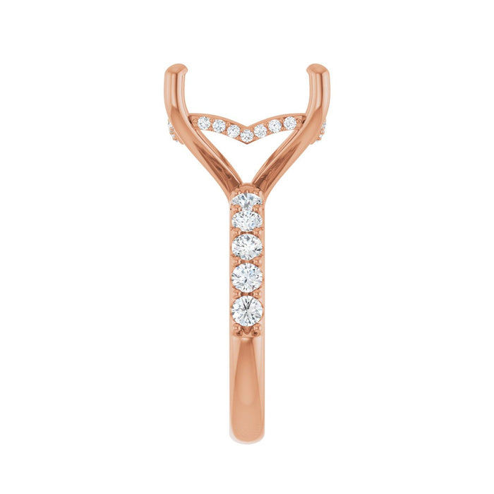 14K Rose Gold 14x 14 mm Cushion 3/4 CTW Lab-Grown Diamond Semi-Set Engagement Ring