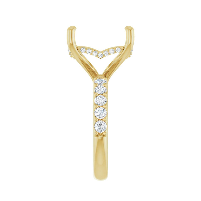 14K Yellow Gold 14x 14 mm Cushion 3/4 CTW Lab-Grown Diamond Semi-Set Engagement Ring
